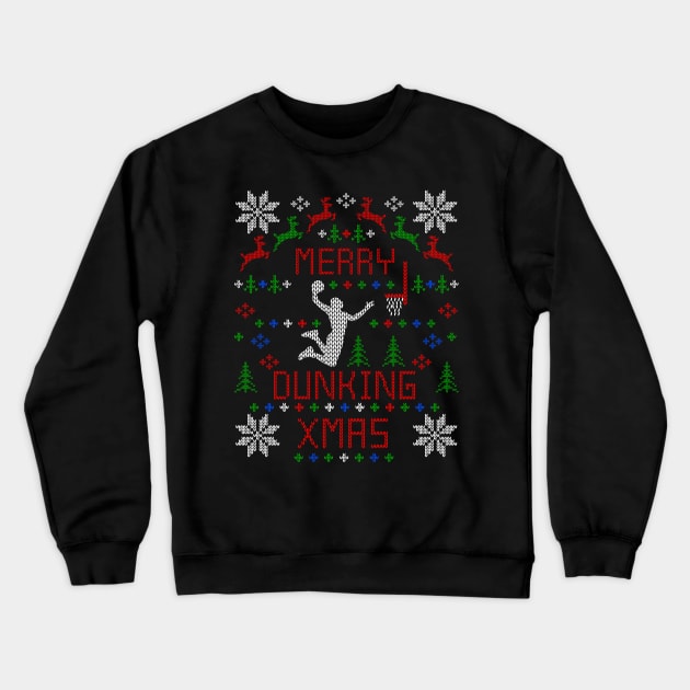 Merry Dunking Christmas Basketball Ugly Christmas Sweater Design Crewneck Sweatshirt by TeeCreations